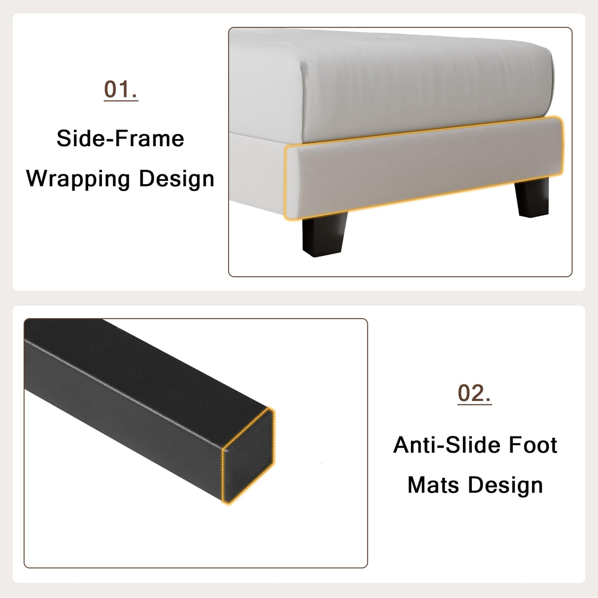 Einhomn Twin Upholstered Bed Frame with Headboard, Button Tufted Linen Bed Base, Platform Bed with Wood Slat, Heavy Duty, Easy Assembly, No Box Spring Needed, White Einhomn