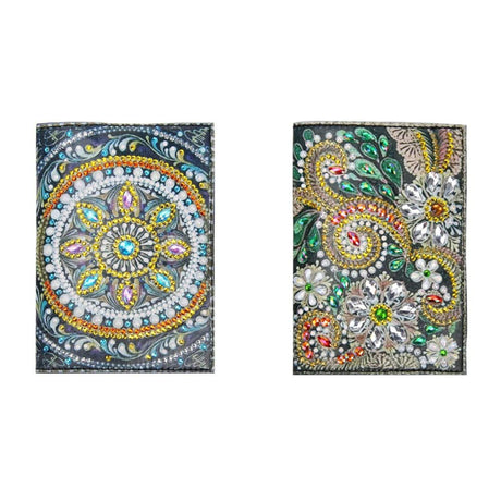 2 Pieces Diamond Painting Leather Passport Holder, DIY Special Shaped Crystal Painting Travel Passport Protective Cover for Boarding Pass, ID Card, Driver's License-20X14CM (AA084-AA086) Vocttaiy
