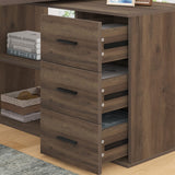 HSH L Shaped Desk with Storage Cabinet, Wood L Shape Desk with Drawers Shelf, Large Corner Computer Table in Home Office Bedroom, Industrial PC Desk for Executive Writing Work Study, Rustic Oak, 55 In HSH