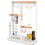 ProCase Jewelry Organizer Stand Necklace Holder, 4-Tier Tower Rack with Earring Tray, 10 Hooks Necklaces Hanging Small Jewelry Display Storage Tree for Bracelets Rings Watches -White ProCase