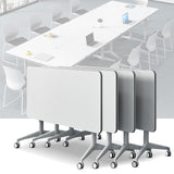 JNMDLAKO Folding Conference Table 4PCS Modern Large Mobile Meeting Table Round Conference Room Tables with Silent Wheels Seminar Table for Office Training Classroom (4PCS 47.2" * 23.6" * 29.5") JNMDLAKO