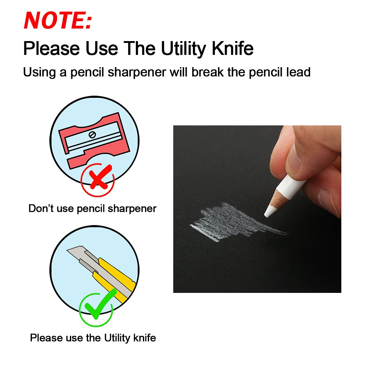 Professional White Charcoal Pencils Set - Brusarth 3 Pieces Sketch Highlight White Pencils for Drawing, Sketching, Shading, Blending, White Chalk Pencils for Beginners & Artists Brusarth