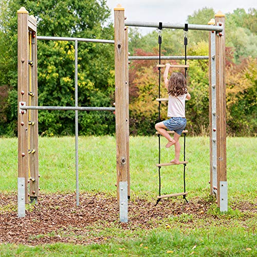 MONT PLEASANT Rope Ladder for Kids, Swing Set Accessories, Wooden Swing Rope Ladder with Hooks. Tree House Accessories for Climbing Obstacle Game, Bunk Bed Ladder, Playground Play Set Accessories