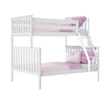 Max & Lily Bunk Bed Twin Over Full Size with Ladder, Solid Wood Platform Bed Frame with Ladder for Kids, 14" Safety Guardrails, Easy Assembly, No Box Spring Needed, White Max & Lily