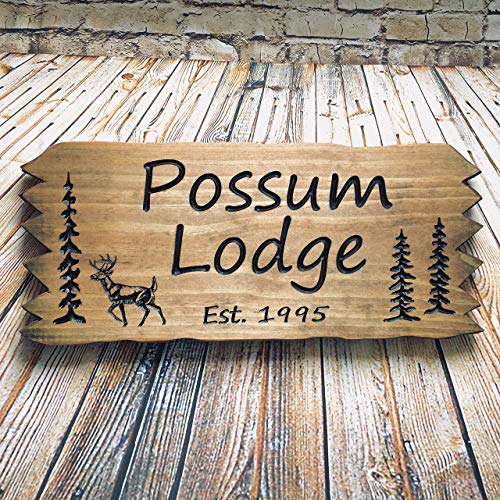 Custom cabin Sign Personalized Wooden Carved Last Name Outdoor Camping Sign - WoodArtSupply