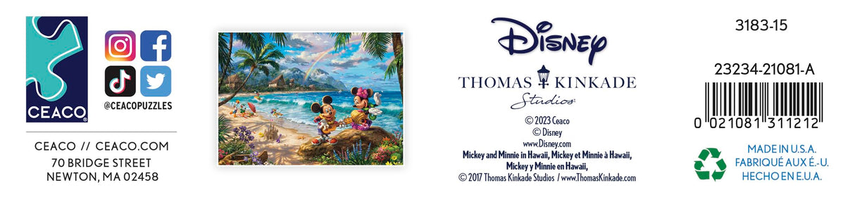 Ceaco - Thomas Kinkade - Disney - Mickey & Minnie in Hawaii - 1000 Piece Jigsaw Puzzle Ceaco