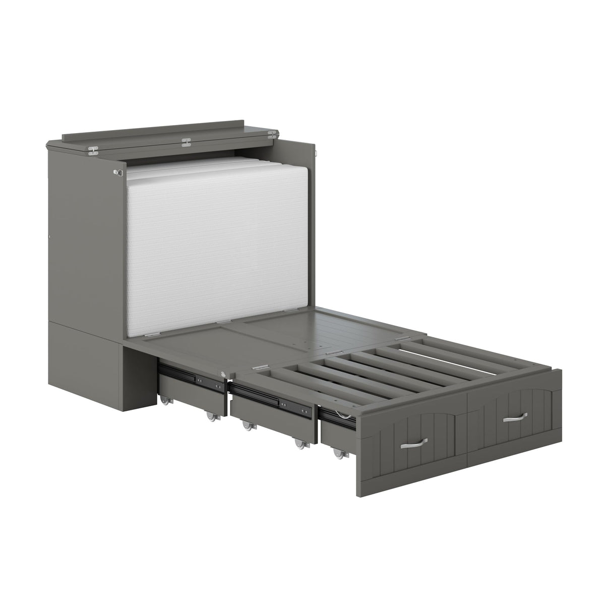 AFI, Southampton Murphy Bed Chest Twin XL with 6" Mattress, Storage Drawer & Built-in USB Charger, Grey AFI