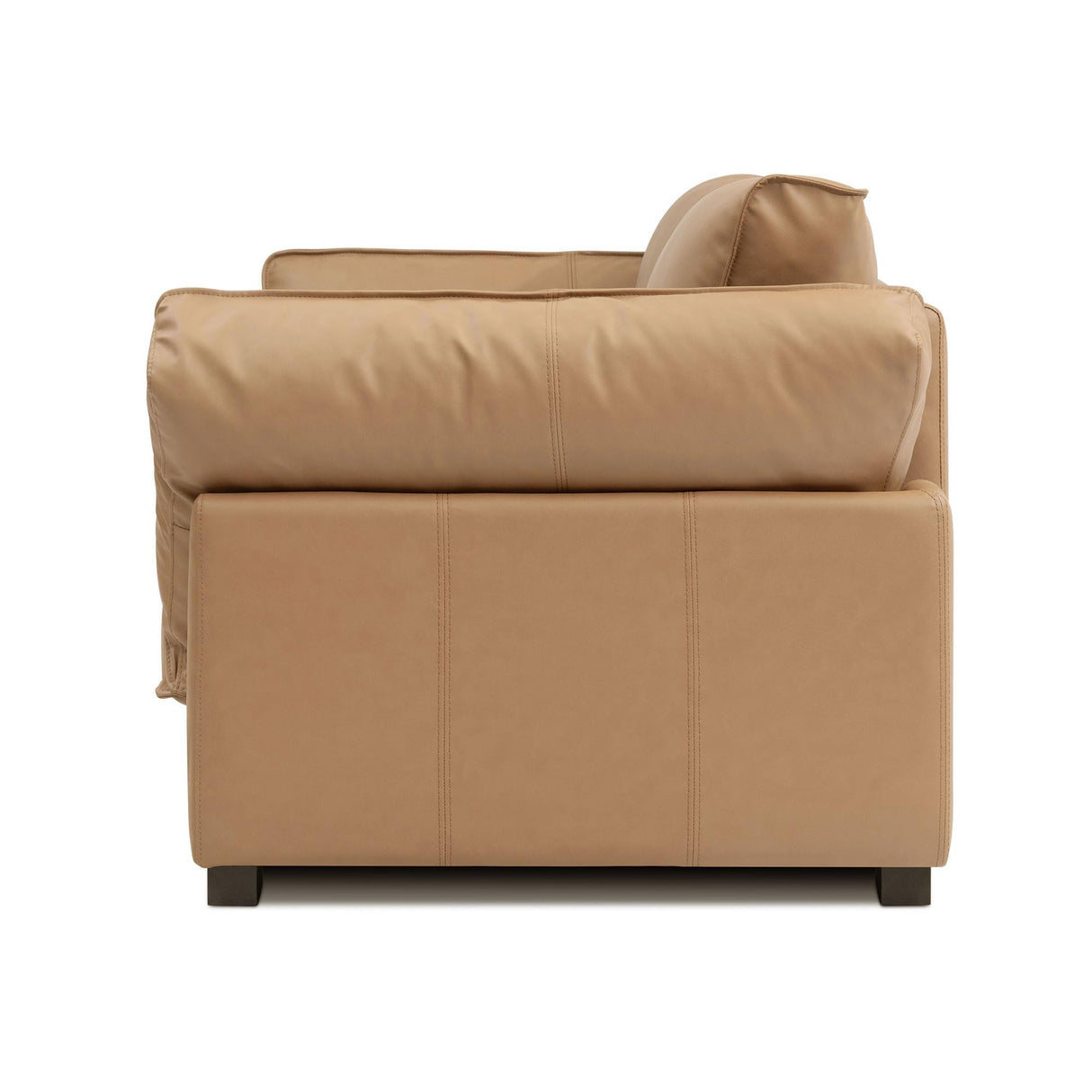 86.61-Inch Leather Sofa Couch, DREMODERN Mid-Century Modern Genuine Leather Couch with Extra Deep Seats for Living Room Apartment Office - Tan DREAMODERN