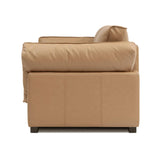 86.61-Inch Leather Sofa Couch, DREMODERN Mid-Century Modern Genuine Leather Couch with Extra Deep Seats for Living Room Apartment Office - Tan DREAMODERN