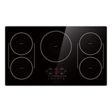 BIGoods 36 Inch Induction Hob Cooktop 5 Burners, Flat Glass Top Electric Stove with Bridge-SYNC, 3 Preset Modes Booster, Timer, Pause, Child Lock, Drop in, 208~240V/50A, Black BIGoods