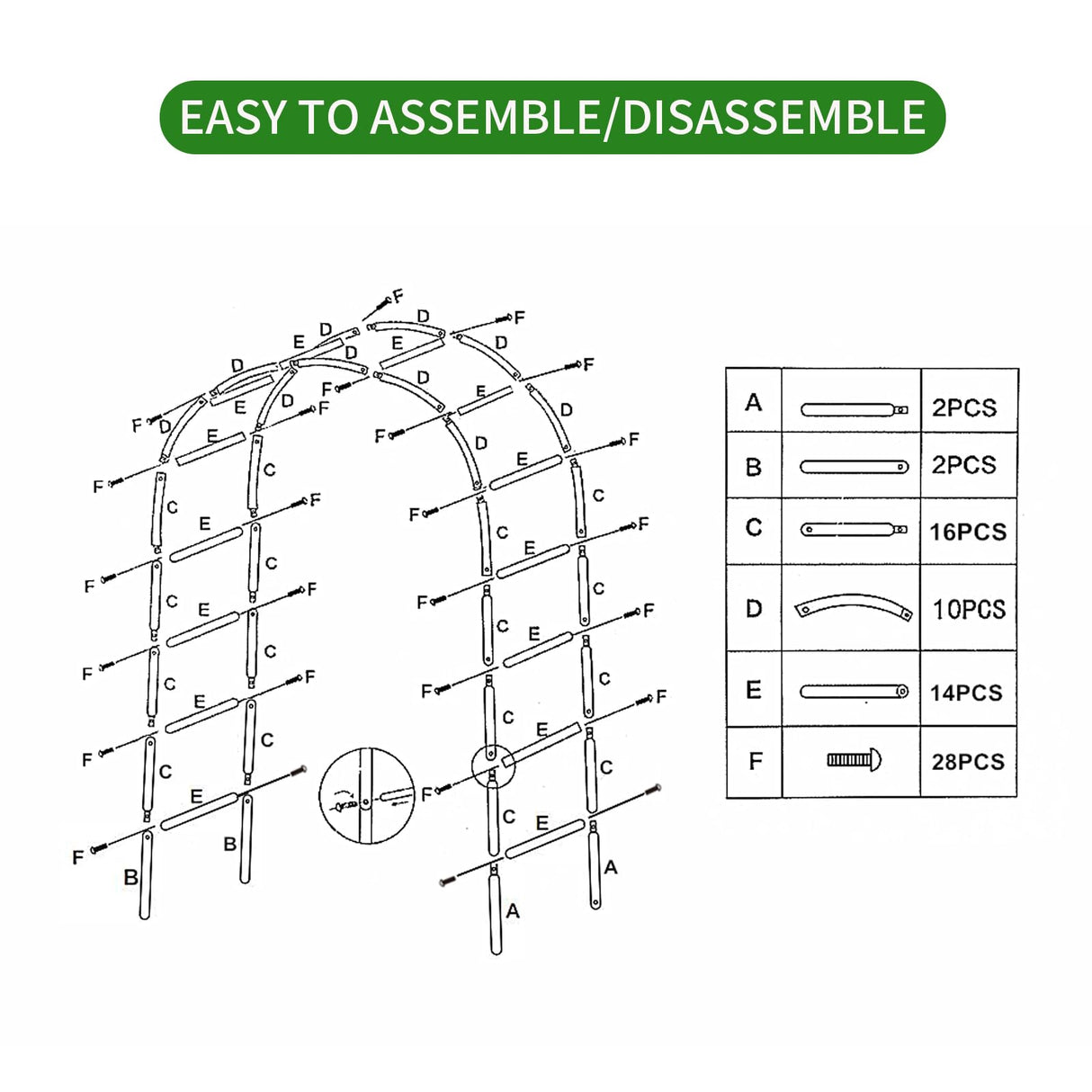 SCENDOR Iron Pergola Arbor Practical, 7.9 Feet High x 4.6 Feet Wide, Assemble Easily for Various Climbing Plant Wedding Garden Arch Bridal Party Decoration Wide Arbor SCENDOR