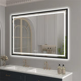 SNUGACE 24"x 40" LED Bathroom Mirror with Black Frame, Stepless Dimmable, Anti-Fog, Shatter-Proof, Memory, 3 Colors, LED Vanity Mirror SNUGACE