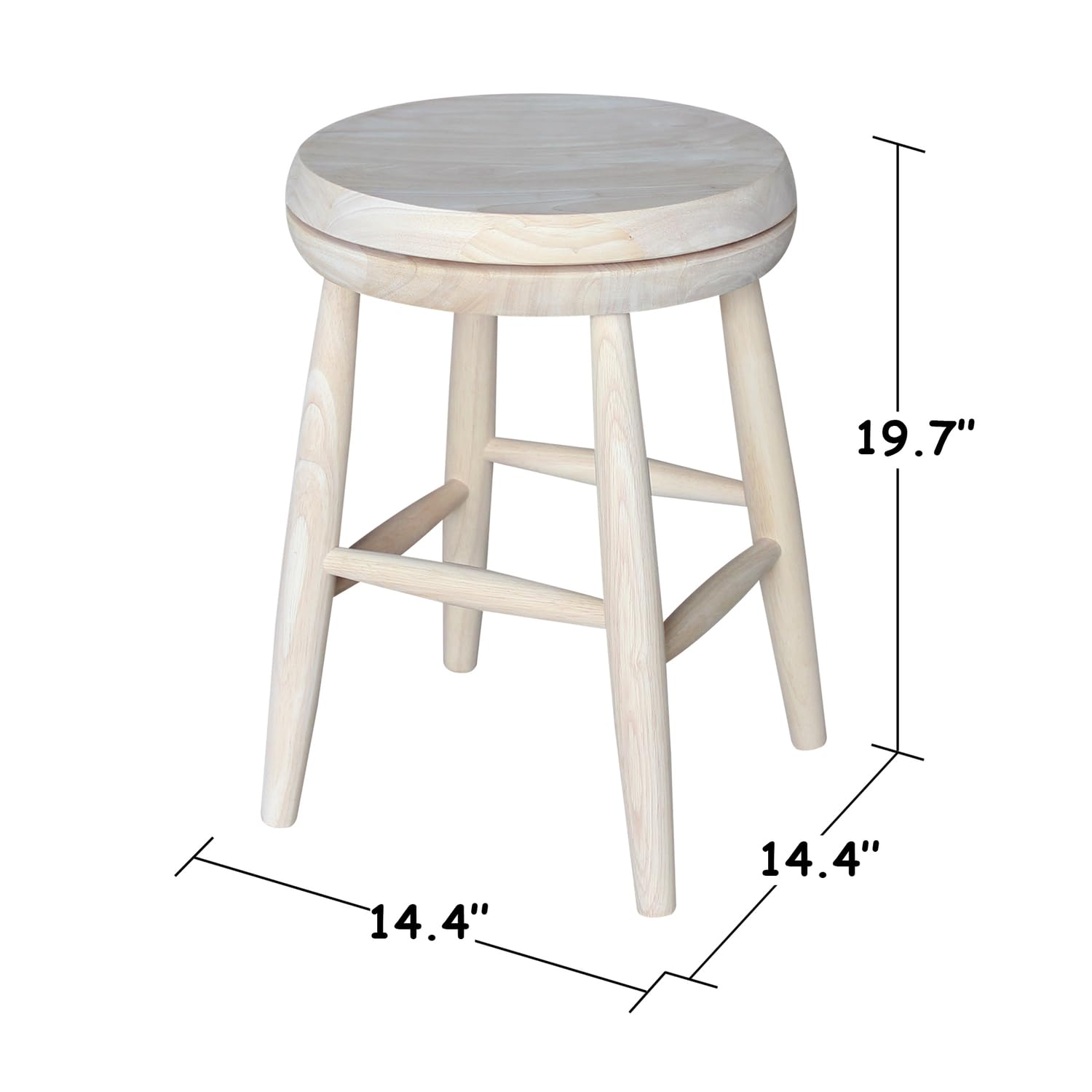 International Concepts Swivel Stool Barstool, 18 inch, Unfinished - WoodArtSupply