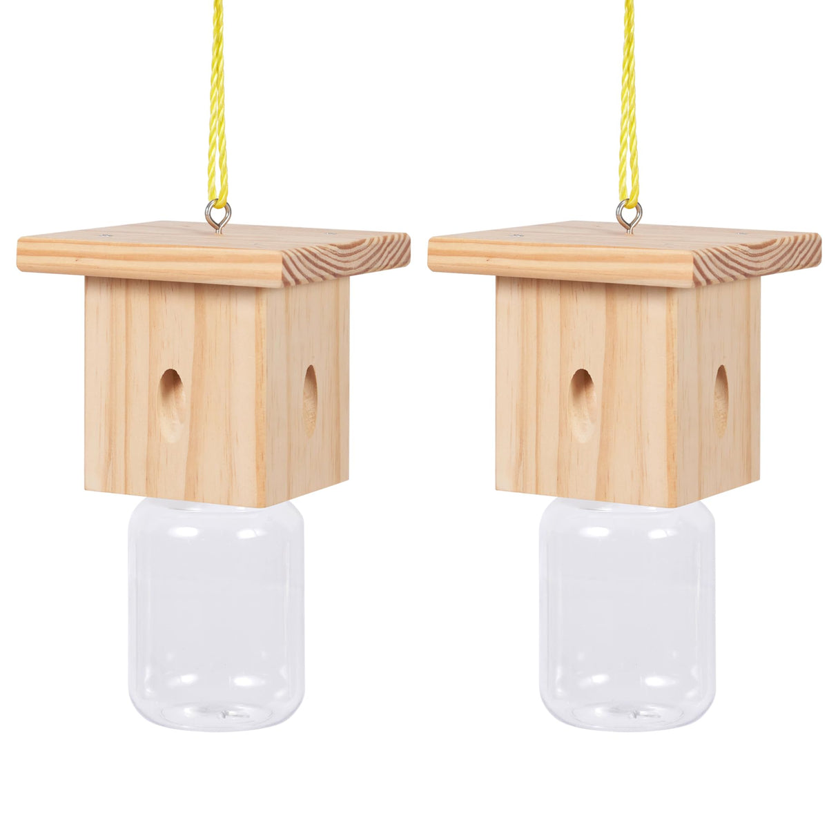 2 PCS Wood Carpenter Bee Trap for Outside - Best Bee Trap - Nature Hanging Carpenter Bee Traps Plastic Jar Outdoor - Insect Traps Best Bee Trap