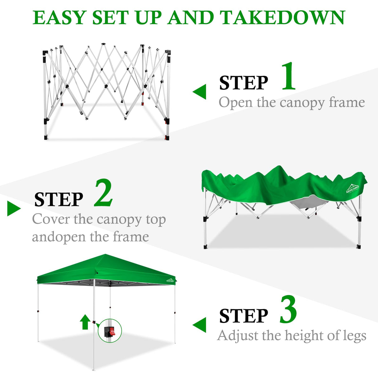 AIGOCANO Pop up Canopy Tent,10x10 Instant Outdoor Canopy for Parties with Wheeled Bag(Green) AIGOCANO