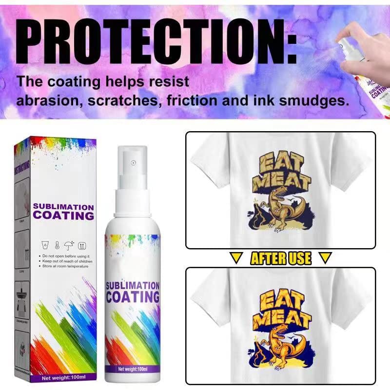 Sublimation Spray for Cotton, Sublimation Coating Spray, Quick Dry & Super Adhesion, High Gloss Sublimation Coating Supplies for All Fabric Polyester T-shirts Carton Wood Canvas Handbag100ML