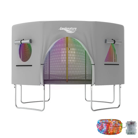 Gardenature 12FT Trampoline Tent for Kids(Tent Only),Fit for 8 Straight Poles Round Trampoline,Trampolien Shade Cover with LED Light,Outdoor Trampolien Accessories Canopy,Anti-Tear,Camping,Gray Gardenature