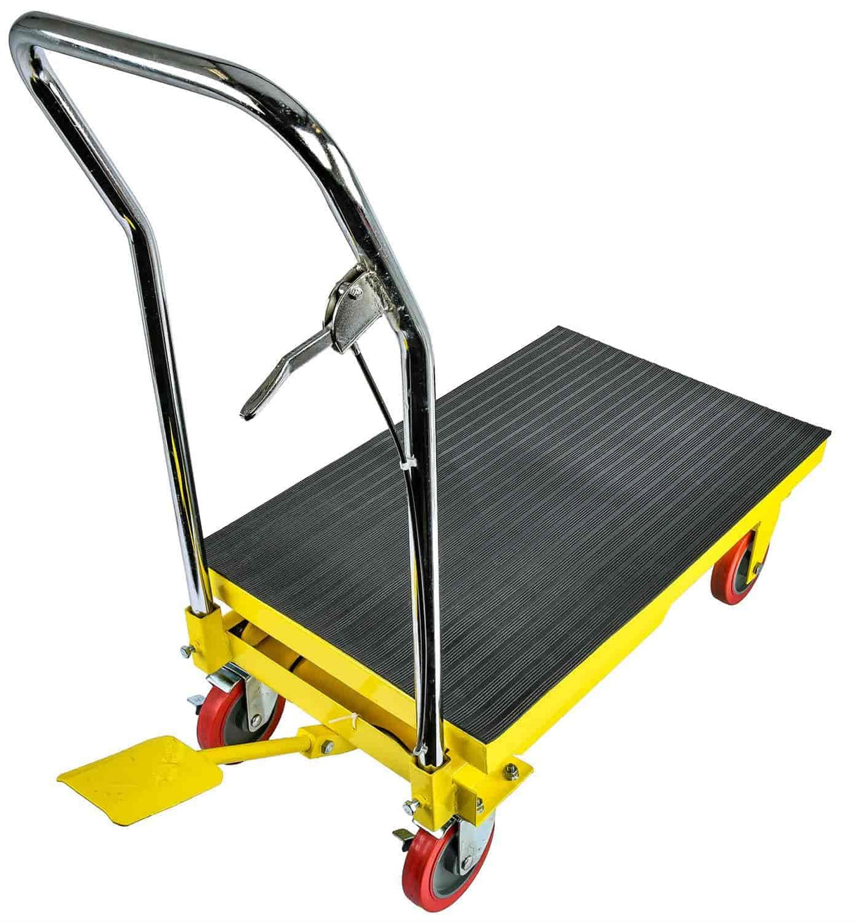 JEGS Hydraulic Lift Cart - 1100 LBS Capacity - Adjustable Scissor Lift Table 10.5' to 31' in Height - Foot-Operated Lift Table with Locking Wheels - Steel Table Cart JEGS