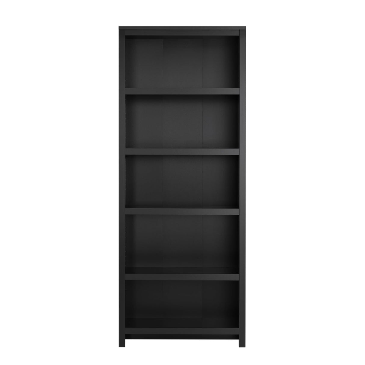 Prepac Moda 5-Tier Tall Wooden Bookcase, Black Storage Cabinet, Display Cabinet, Bookshelf with Storage Shelves 31.75" W x 80" H x 12" D for Home Office, Living Room, Bedroom Organizer Prepac