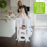 Little Partners Kids Learning Tower Toddler Tower, Adjustable Height Kitchen Step Stool, Encourages Learning, Independence, and Engagement, Safety Climbing Tower for Kitchen Counter (Soft White) Little Partners
