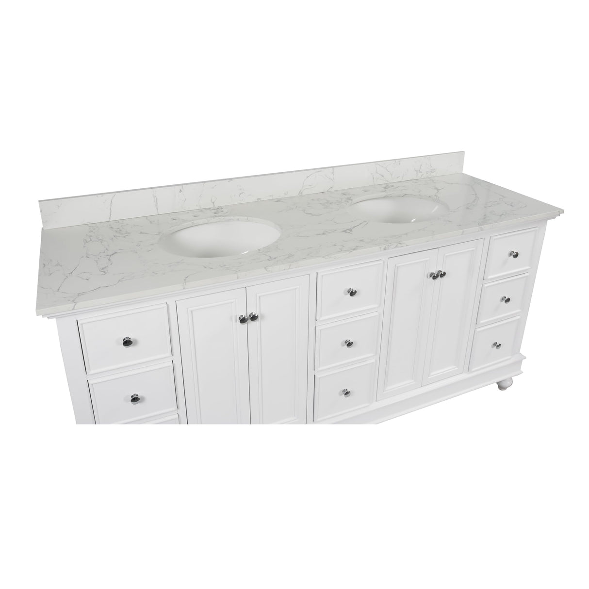 Kitchen Bath Collection Bella 72-inch Double Bathroom Vanity (Engineered Marble/White): Includes White Cabinet with Engineered Marble Countertop and White Ceramic Sinks Kitchen Bath Collection