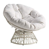 OSP Home Furnishings Wicker Papasan Chair with 360-Degree Swivel, White Frame with White Cushion OSP Home Furnishings