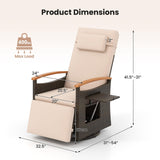 Tangkula Patio Rattan 360 Degree Swivel Recliner Chair, Wicker Lounge Chair w/Adjustable Backrest & Footrest, Cushioned Push Back Reclining Seat w/Flip Side Table for Porch, Yard, Lawn (1, Beige) Tangkula