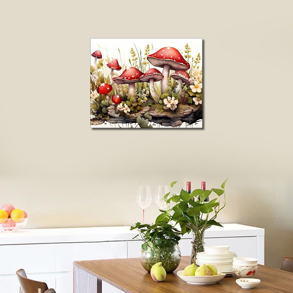 TUMOVO Adults & Kids Paint by Numbers Mushrooms & Forest Scenes, 16 x 20 Inch Acrylic DIY Craft Kits TUMOVO