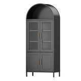 JAORD Metal Arched Cabinet, 73'' Arched Kitchen Pantry Storage Cabinet with Doors/Shelves, Black Arched Bookcase Display Cabinet for Home Office Bar Living Room, Assemble Require JAORD