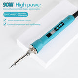 Soldering Iron Kit,90W LED Digital Soldering Gun Kits,Adjustable Temperature Soldering Welding Tool Kit with 5 Solder Iron Tips,Solder Stand,Solder Wire,Desoldering Pump, Tweezers KYZHXVO