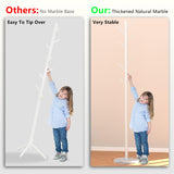 Heavy Duty Coat Rack with Natural Marble Base, Freestanding Metal Coat Stand with 8 Hooks, Modern Stable Coat Hanger Tree for Bags, Jacket, Clothes, and Hats, White Metal Durmmur