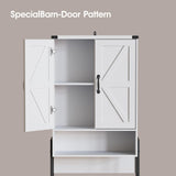 Over Toilet Storage with 2-Door Design Over The Toilet Storage Cabinet with Shelves Bathroom Organizers and Storage with Anti-Tip Device Over Toilet Organizer for Bathroom,Restroom,Laundry White Vabches
