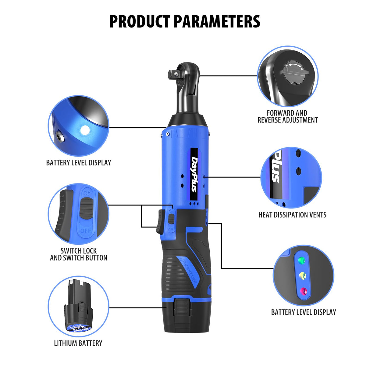 Qimu Cordless Electric Ratchet Wrench Set, 3/8" 12V Power Ratchet Driver Cordless Power Ratchet Tool Kit with 2 Packs 1500mAh Lithium-Ion Battery, 7 sockets and Charger, LED Light Qimu