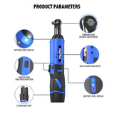 Qimu Cordless Electric Ratchet Wrench Set, 3/8" 12V Power Ratchet Driver Cordless Power Ratchet Tool Kit with 2 Packs 1500mAh Lithium-Ion Battery, 7 sockets and Charger, LED Light Qimu