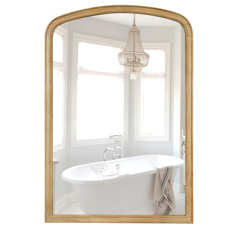 WallBeyond Arched Wall Mirror Wood Framed, 24" x 36" Rustic Farmhouse Wood Arched Mirror for Bathroom Wall Decor Entryway Living Room WallBeyond