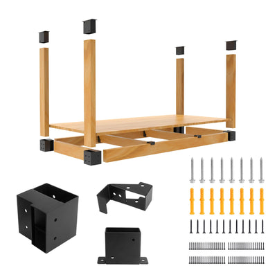 GOOCORREC Heavy Duty Overhead Garage Storage Rack Kit for 2x4 Wood (Actual 1.5"x3.5") - DIY Ceiling Storage System, 500 lbs Capacity, Easy Install, Metal Brackets (Black)