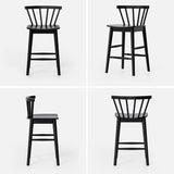 EYYTHUNG Wood Bar Stools Set of 3, 24" Barstool Farmhouse Counter Stools with Curved Back for Dining Room, Black EYYTHUNG