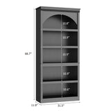 SLEKVERSA Farmhouse Arched Bookcase, 68.7" Tall Bookshelf w/Arche Design, Wooden Arch Bookshelf with Wooden Base, 5 Tier Bookshelves Rustic Vintage Book Shelf for Living Room Office Library (Blcak) SLEKVERSA