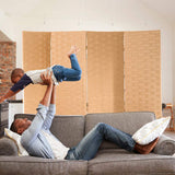 Room Dividers and Folding Privacy Screens 4 Panel 6 ft Foldable Portable Room Seperating Divider, Handwork Wood Mesh Woven Design Room Divider Wall, Room Partitions and Dividers Freestanding, Natural Dkeli