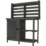 GDLF Potting Bench Table Large Garden Outdoor Work Bench Metal Tabletop Workstation with Storage Cabinet Shelf Dark Grey GDLF