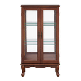 Anveffeg Lighted Curio Cabinet with Adjustable Shelves & Mirrored Back Panel - 3-Tier Cherry Finish Display Cabinet with Tempered Glass Doors (E26 Bulb Not Included) Anveffeg