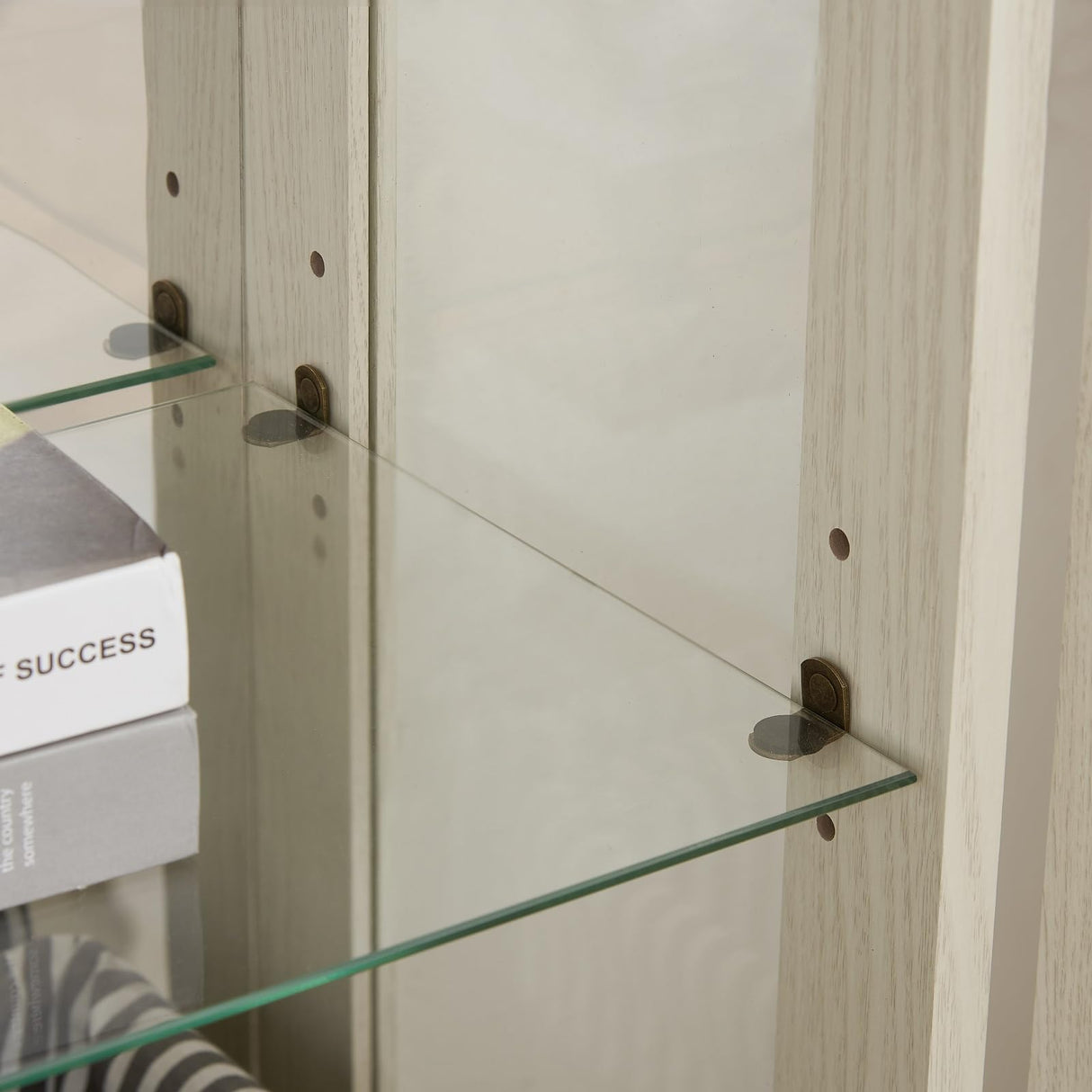 Firscook Curio Cabinet with Lighted,Tall Leg Glass Door Antique Cabinet with 1 Drawer, Curio Display Cabinet with Adjustable Glass Shelves,Corner China Cabinet for Living Room (White) Firscook