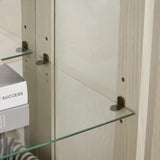 Firscook Curio Cabinet with Lighted,Tall Leg Glass Door Antique Cabinet with 1 Drawer, Curio Display Cabinet with Adjustable Glass Shelves,Corner China Cabinet for Living Room (White) Firscook