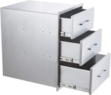 yuxiangBBQ Outdoor Kitchen Drawers Stainless Steel 3-Drawer BBQ Drawer 14" W x 20.5" H x 23" D Enclosed Built-in Drawer Flush Mount for Outdoor Kitchens & BBQ Islands yuxiangBBQ