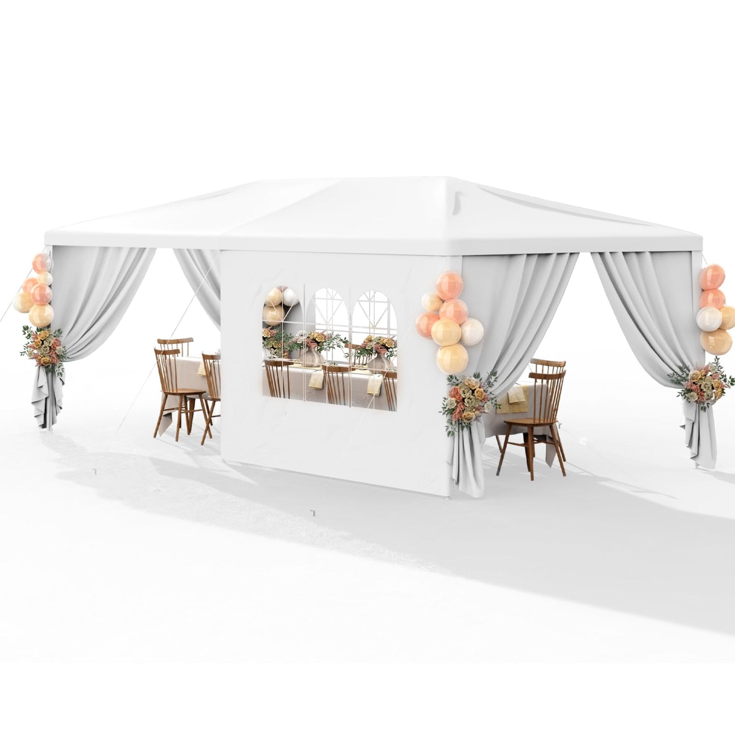 Susici 10x20 Outdoor Gazebo Canopy Party Tent with 4 Removable Sidewalls & Transparent Windows,Outside Gazebo Event Tent for Weddings, Birthdays, Garden Parties, and Backyard Patio BBQ Events - WoodArtSupply