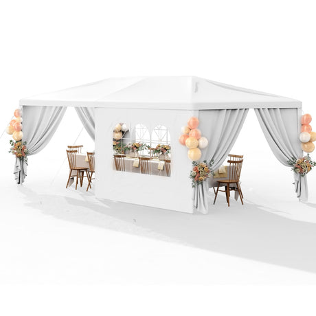 Susici 10x20 Outdoor Gazebo Canopy Party Tent with 4 Removable Sidewalls & Transparent Windows,Outside Gazebo Event Tent for Weddings, Birthdays, Garden Parties, and Backyard Patio BBQ Events susici