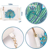 2 Pcs Diamond Painting Crossbody Bag, DIY 5D Diamond Painting Handbag Kit with Chain and Tassel, Bling Rhinestone Makeup Shoulder Bag for Woman, DIY Craft Gift, Peacock JBTM24