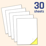 30 Sheets, Printable White Sticker Paper, Laser/Inkjet Printing - Matte, Letter Size (8.5" x 11") TownStix
