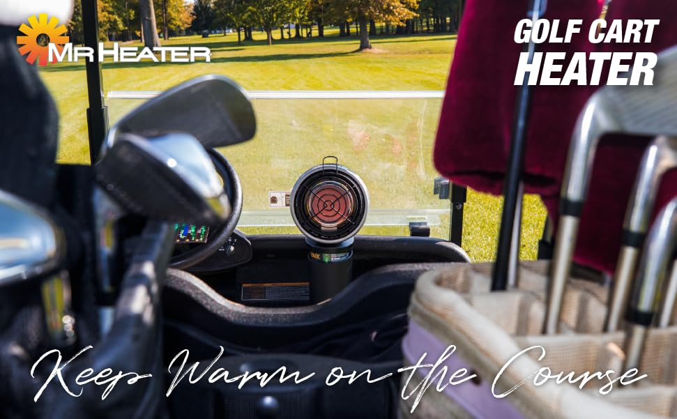Mr. Heater F242010 MH4GC 4000 BTU Golf Cart Heater, Wind-Resistant With ODS And Tip-Over Safety Switch & Cup Holder Adapter - Silver and Black Mr. Heater