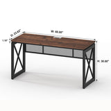 BON AUGURE 60 Inch Computer Desk for Home Office, Industrial Metal Wood Desk, Farmhouse Large Writing Desk, Modern Sturdy Gaming Desk (Rustic Oak) BON AUGURE